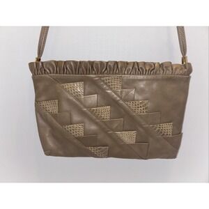 Vintage Mr. Jay Made In Italy Leather Purse Crossbody Hand Should Bag Taupe Tan